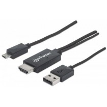 Manhattan Cable HDMI + USB Macho - HDMI Macho, Negro - Envío Gratis
