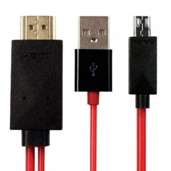 BRobotix Cable para Tablet MHL, HDMI Macho - USB/micro USB Macho, Negro/Rojo - Envío Gratis
