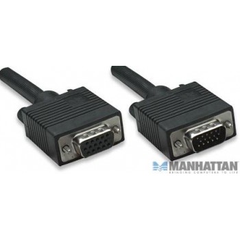 Manhattan Cable para Monitor SVGA 8mm, HD15 Macho - HD15 Hembra, 1.8 Metros, Negro - Envío Gratis