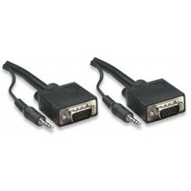 Manhattan Cable SVGA con Audio 8mm, 3.5mm HD15 Macho - 3.5mm HD15 Macho, 15 Metros, Negro - Envío Gratis