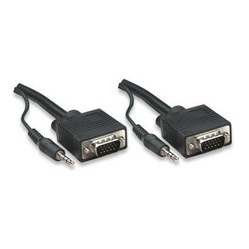 Manhattan Cable SVGA con Audio 8mm, 3.5mm HD15 Macho - 3.5mm HD15 Macho, 10 Metros, Negro - Envío Gratis