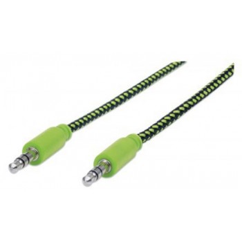 Manhattan Cable 3.5mm Macho - 3.55mm Macho, 1 Metro, Negro/Verde - Envío Gratis