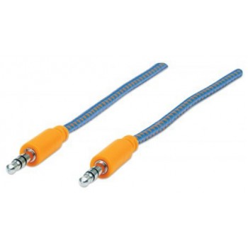 Manhattan Cable 3.5mm Macho - 3.55mm Macho, 1 Metro, Azul/Naranja - Envío Gratis