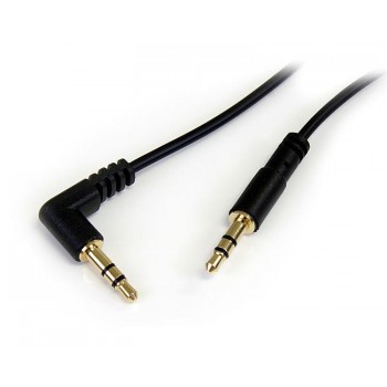 Startech.com Cable Delgado de Audio Estéreo Mini Jack en Ángulo Derecho, 3.5mm Macho - 3.5mm Macho, 91cm, Negro - Envío Gratis