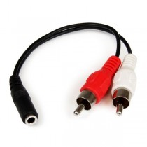 StarTech.com Cable de Audio Estereo Mini 3.5mm Hembra - 2x RCA Macho, 15cm, Negro - Envío Gratis