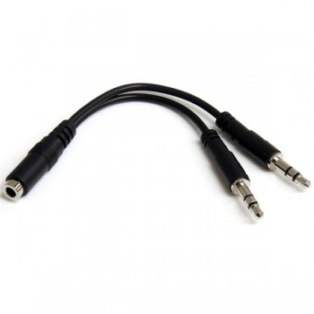 StarTech.com Cable 3,5mm Hembra - 2x de 3,5mm Macho, 13cm, Negro - Envío Gratis