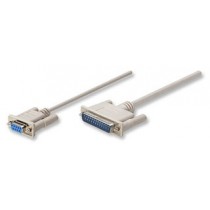 Manhattan Cable para Impresora Null Módem/Serial, DB9 Hembra - DB25 Macho, 1.8 Metros, Gris - Envío Gratis