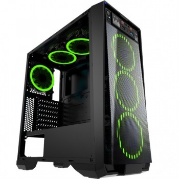 Gabinete Eagle Warrior Skynet con Ventana LED Verde, Tower, ATX/Micro-ATX, USB 2.0/3.0, sin Fuente, Negro - Envío Gratis