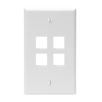 Leviton Placa de Pared QuickPort de 4 Puertos, Blanco - Envío Gratis