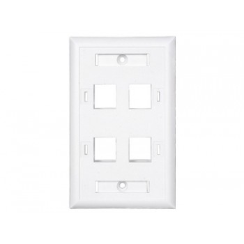 ConduNet Placa de Pared de 4 Puertos Tipo Keystone, incluye Tornillos, Blanco - Envío Gratis