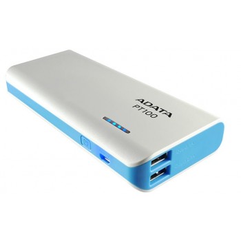 Cargador Portátil Adata PowerBank PT100, 10.000mAh, Blanco/Azul - Envío Gratis