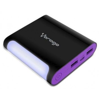 Cargador Portátil Vorago PB-500, 12.000mAh, Negro/Morado/Blanco - Envío Gratis