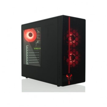 Gabinete Riotoro CR488 con Ventana, Midi-Tower, ATX/Mini-ATX, USB 3.1, sin Fuente, Negro/Rojo - Envío Gratis