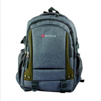 TechZone Mochila Poliéster TZ16LBPG para Laptop 15.6'', Verde/Gris - Resistente al Agua - Envío Gratis