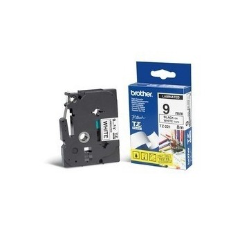 Cinta Brother TZE221 Negro en Blanco, 9mm x 8m - Envío Gratis