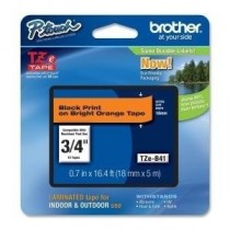 Cinta Brother TZeB41 Negro sobre Naranja Fluorescente, 18mm x 5m - Envío Gratis