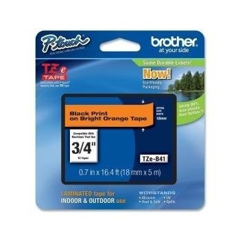 Cinta Brother TZeB41 Negro sobre Naranja Fluorescente, 18mm x 5m - Envío Gratis