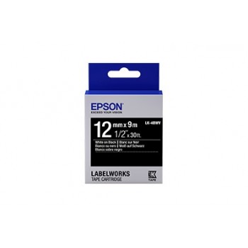 Cinta Epson LabelWorks Standard LK Blanco sobre Negro, 12mm x 9m - Envío Gratis