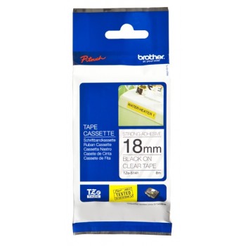Cinta Brother TZeS141 Negro sobre Tranparente, 18mm x 8m - Envío Gratis