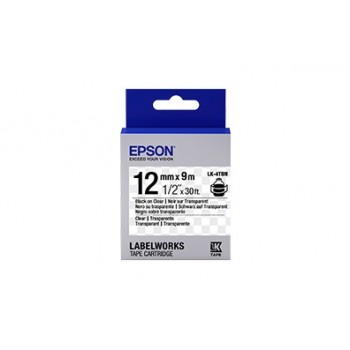 Cinta Epson LabelWorks LK-4TBN Negro sobre Transparente, 12mm x 9m - Envío Gratis