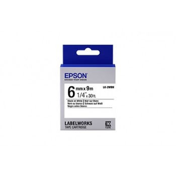 Cinta Epson LabelWorks Standard Negro sobre Blanco, 6mm x 9m - Envío Gratis