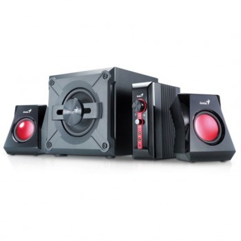 Genius Bocinas con Subwoofer SW-G2.1 1250, 2.1, 38W RMS, Negro/Rojo - Envío Gratis