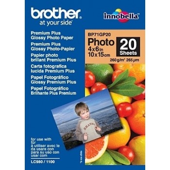 Brother Papel Fotografico BP71GP20, 4" x 6", 20 Hojas - Envío Gratis