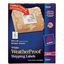 Avery Etiquetas WeatherProof 5524, 300 Etiquetas de 3 1/3" x 4", Blanco - Envío Gratis