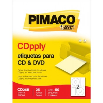 BIC Etiquetas para CD/DVD CD25B, 50 Piezas, Blanco - Envío Gratis