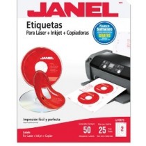 Janel Etiqueta Blanca para CD/DVD, 117mm, 50 Etiquetas, Blanco - Envío Gratis