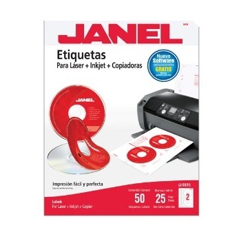 Janel Etiqueta Blanca para CD/DVD, 117mm, 50 Etiquetas, Blanco - Envío Gratis