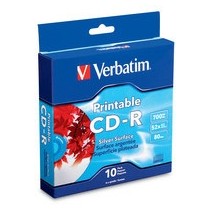 Verbatim Discos Virgenes Imprimibles, CD-R, 52x, 700MB, 10 Piezas - Envío Gratis