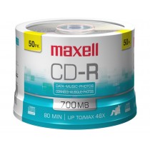 Maxell Torre de Discos Virgenes para CD, CD-R, 48x, 700MB, 50 Discos - Envío Gratis