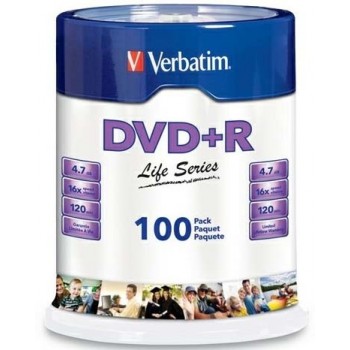 Verbatim Torre de Discos Virgenes para DVD, DVD+R, 16x, 100 Discos (97175) - Envío Gratis