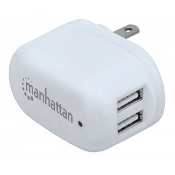 Cargador de Pared Manhattan, 5V, 2x USB, Blanco - Envío Gratis