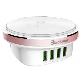 Blackpcs Cargador de Pared con Lámpara LED ESH054-P, 5V, 4x USB 2.0, Blanco - Envío Gratis