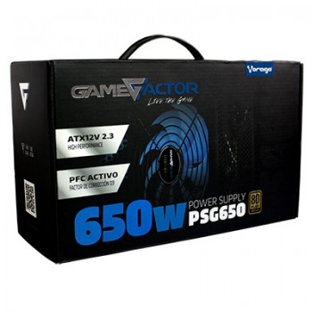 Fuente de Poder Game Factor PSG650 80 PLUS Bronze, 20+4 pin ATX, 120mm, 650W, Negro - Envío Gratis