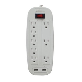 Koblenz Supresor de Picos SS-2100, 8 Puertos + 2x USB, 2100 Joules, Blanco - Envío Gratis