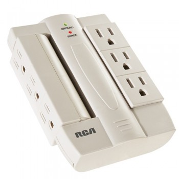 RCA Supresor de Picos PSWTS6F, 6 Puertos Giratorios, 1200J, Blanco - Envío Gratis