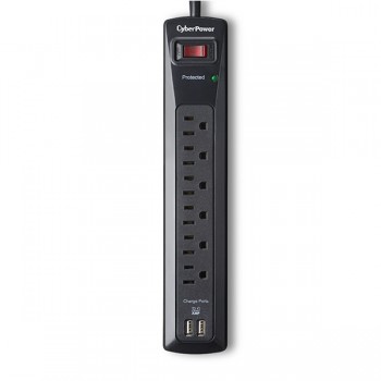 CyberPower Supresor de Picos CSP604U, 6 Contactos, 2x USB, 1200J - Envío Gratis