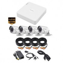 Hikvision Kit de Vigilancia HIK1080KIT4 de 4 Cámaras CCTV Bullet y 4 Canales con Grabadora