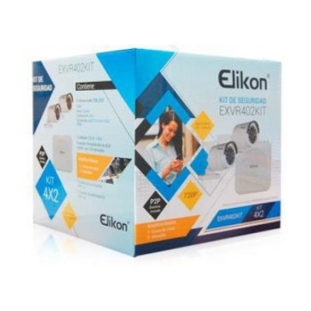 Elikon Kit de Vigilancia EXVR402KIT de 2 Cámaras Bullet y 4 Canales, con Grabadora DVR