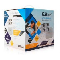 Elikon Kit de Vigilancia EXVR8004KIT de 4 Cámaras Bullet y 8 Canales, con Grabadora DVR