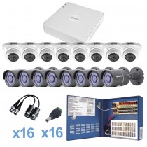 Epcom Kit de Vigilancia KESTXLT8B/8EW de 16 Cámaras CCTV Bullet/Domo y 16 Canales, con Grabadora