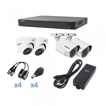 Epcom Kit de Vigilancia Turbo HD KEVTX8T2BW/2EW de 4 Cámaras y 4 Canales, con Grabadora DVR