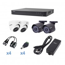 Epcom Kit de Vigilancia KEVTX8T2B/2EW de 4 Cámaras CCTV (2 Bullet y 2 Domo) 4 Canales, con Grabadora