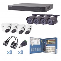 Epcom Kit de Vigilancia KEVTX8T4B/4EW de 8 Cámaras CCTV (4 Bullet y 4 Domo) 8 Canales, con Grabadora