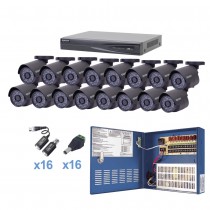 Epcom Kit de Vigilancia KEVTX8T16B de 16 Cámaras CCTV Bullet y 16 Canales, con Grabadora