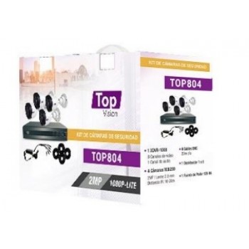 Topvision Kit de Vigilancia TOP804 de 4 Cámaras CCTV Bullet y 8 Canales, con Grabadora