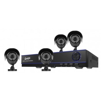 Ghia Kit de Vigilancia Horus de 4 Cámaras y 4 Canales, con Grabadora DVR